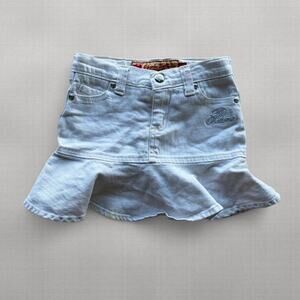 Y2K Apple Bottoms Toddler Girls 4T White Denim Skort Ruffle Skirt Sequin Pockets